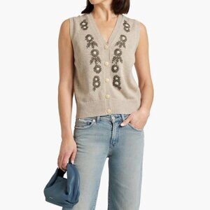 Alex Mill Becca Vest Embroidered Flowers Sz XS NWT